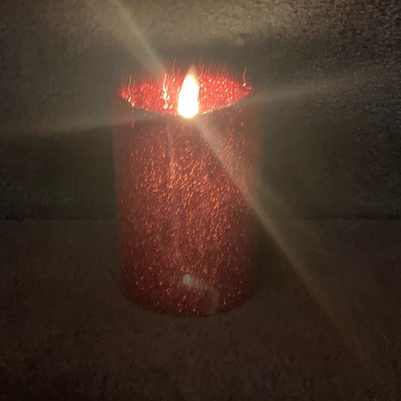 NWT LUMINARA Glitter Candle Pillar 5” tall RED ROSE PINK New in box Flameless! - Picture 8 of 8